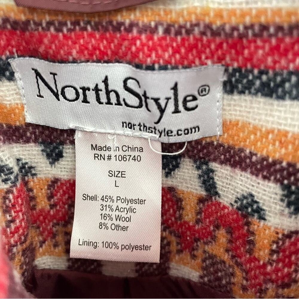 NorthStyle | Women’s Long Southwestern Blazer Jacket Coat Aztec Boho Red Zipper - Picture 5 of 11